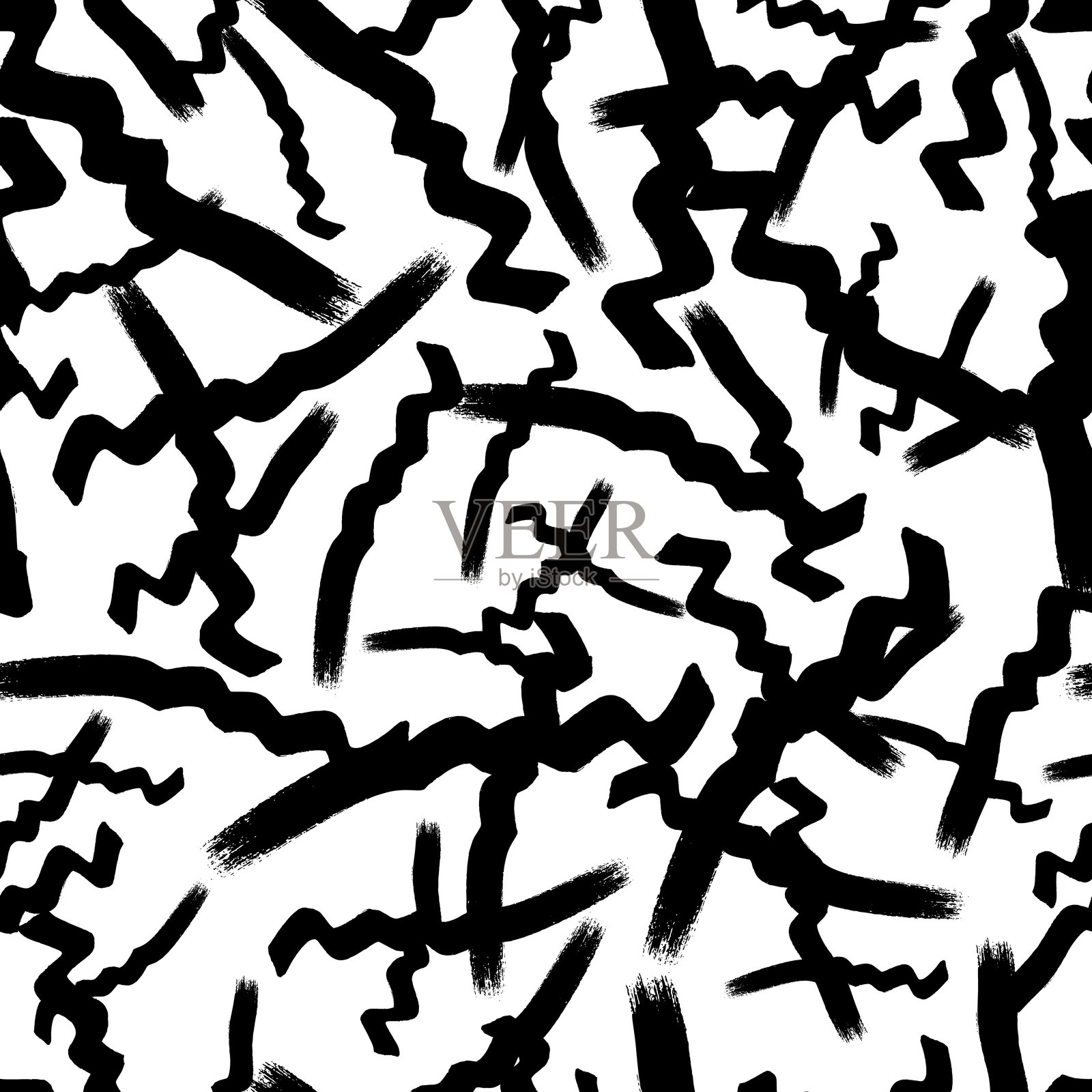 黑色波浪笔触无缝图案插画图片素材