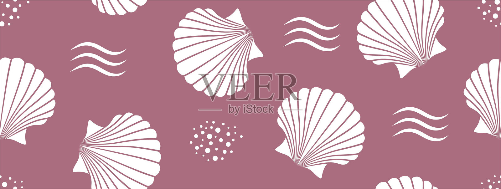 海洋贝壳无缝图案。插画图片素材