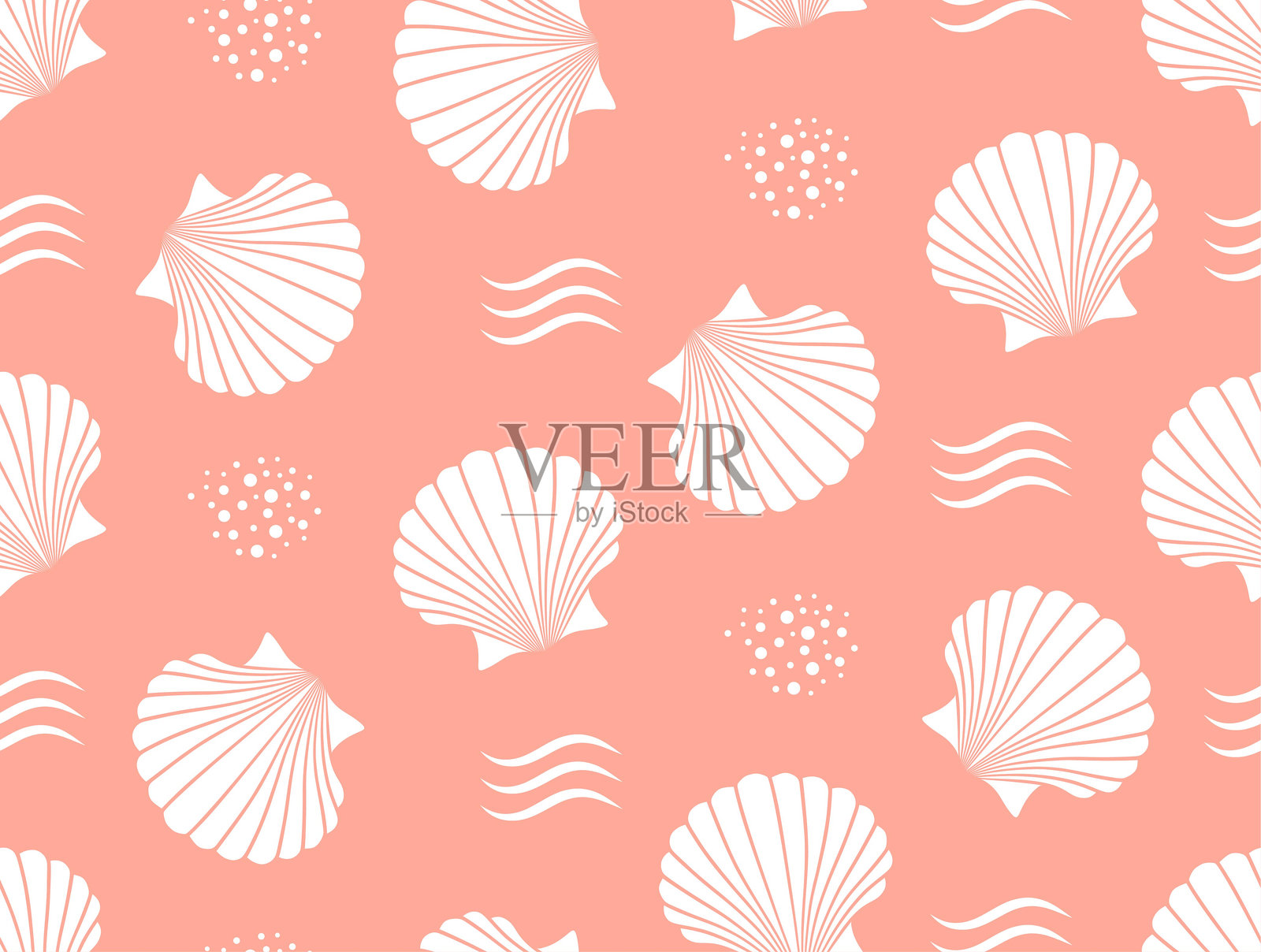 海洋贝壳无缝图案。插画图片素材