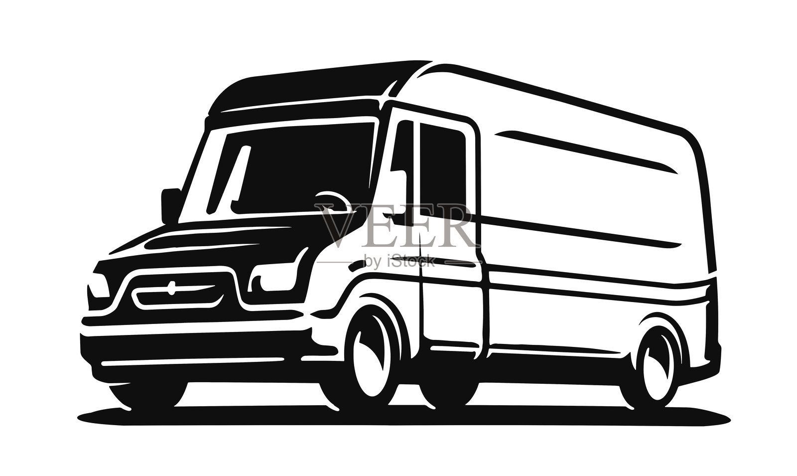 快速快递服务标志或符号。搬家公司logo卡车。汽车运输矢量图插画图片素材