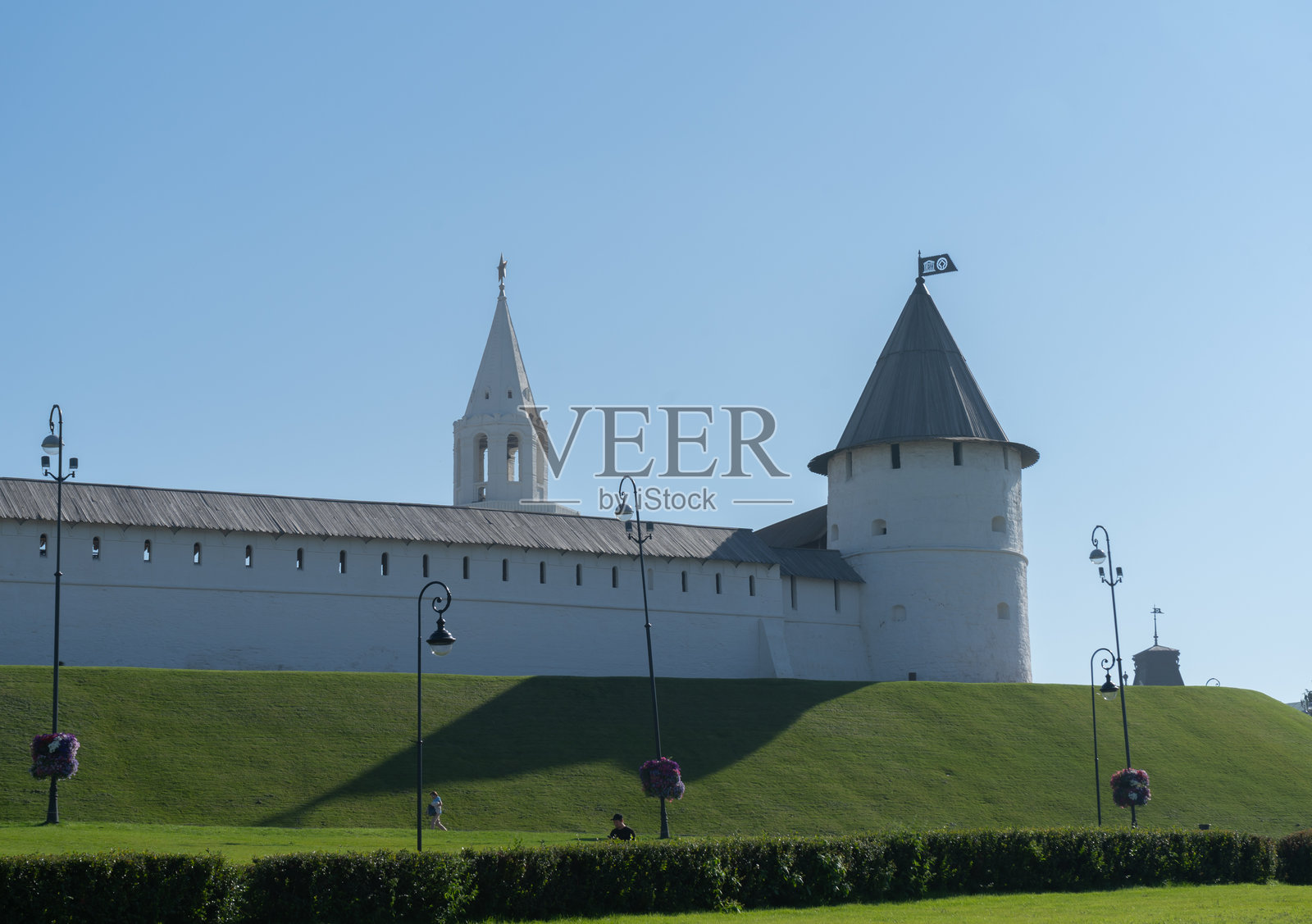 喀山克里姆林宫墙、斯帕斯卡娅塔、西南塔照片摄影图片