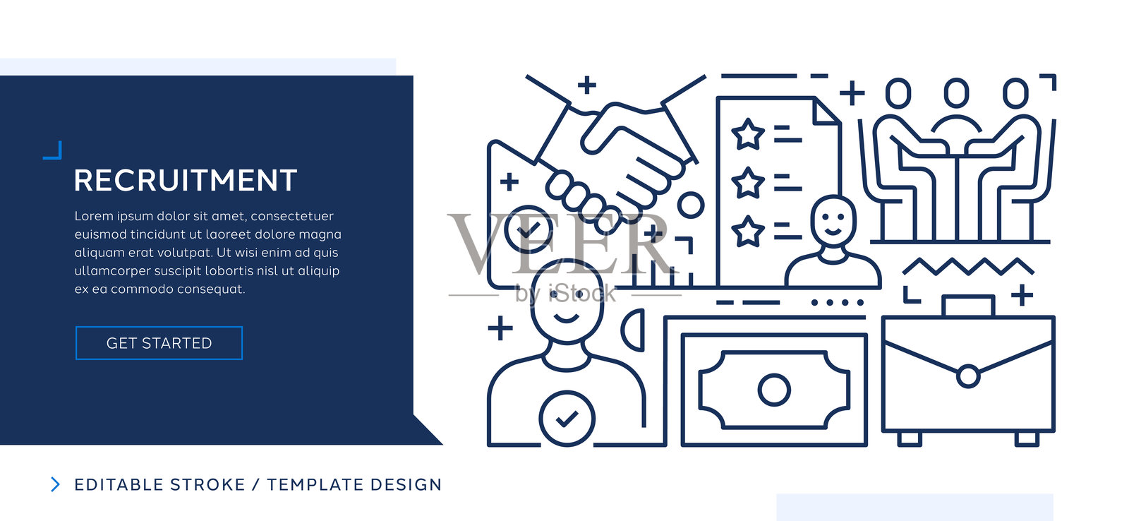 招聘主题可编辑矢量线条艺术设计插画图片素材