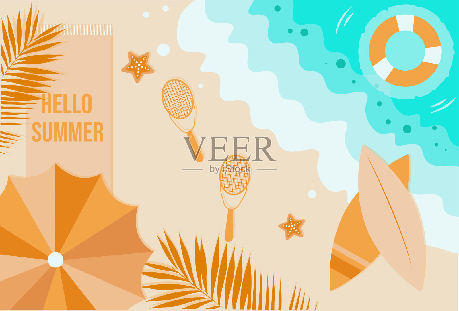 你好，夏天插画图片素材