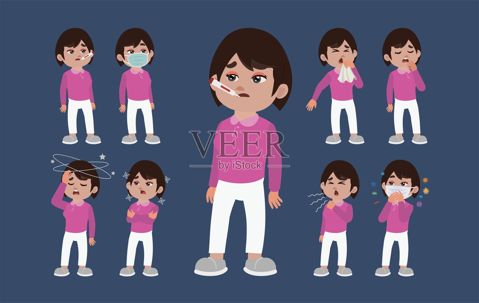 有不同症状的病人插画图片素材