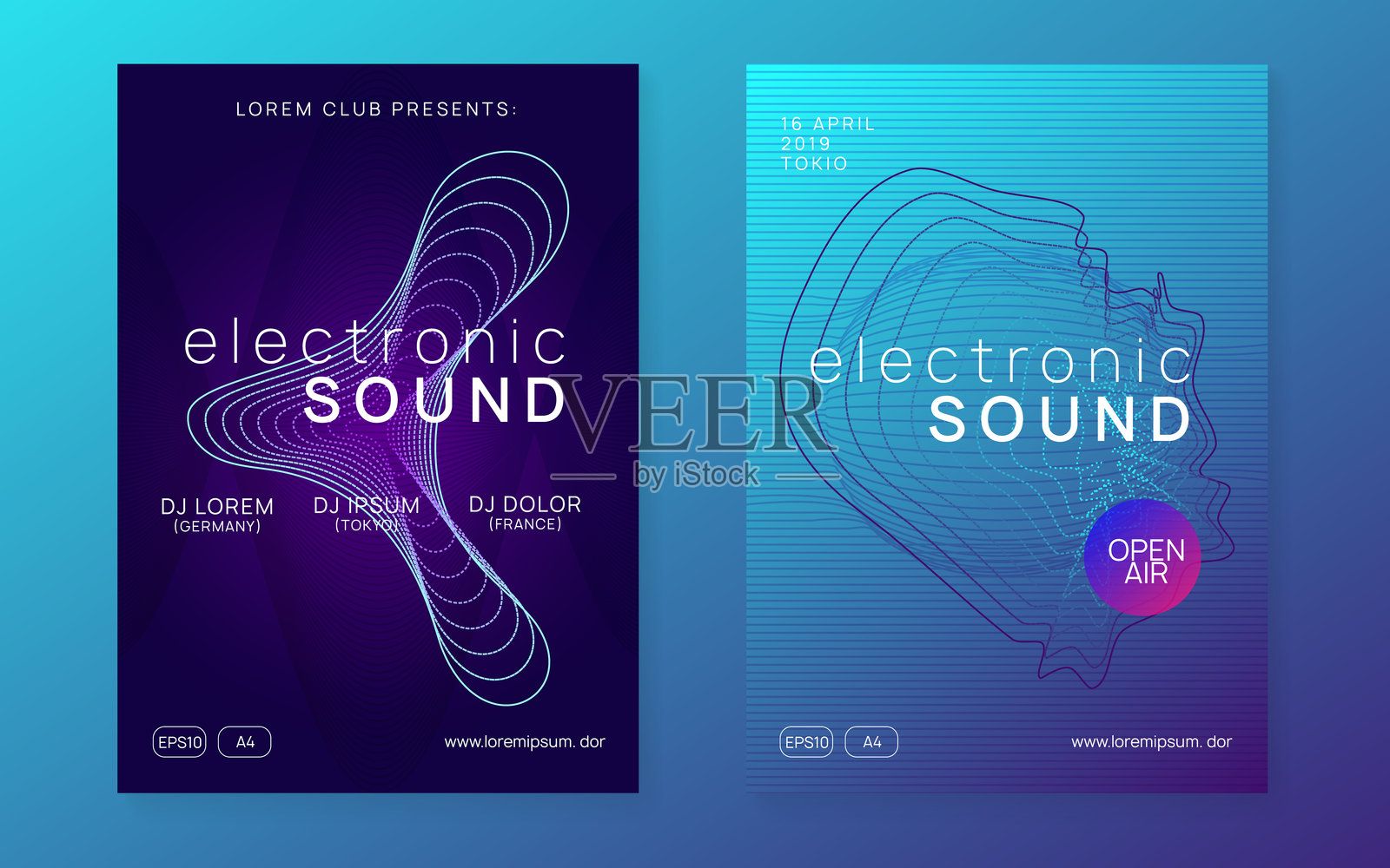 电子舞曲套件。声音杂志。音乐会封面。绿色派对传单。夜总会广播插图。蓝色科技背景。舞蹈电子元素。粉色电子舞曲套件。插画图片素材