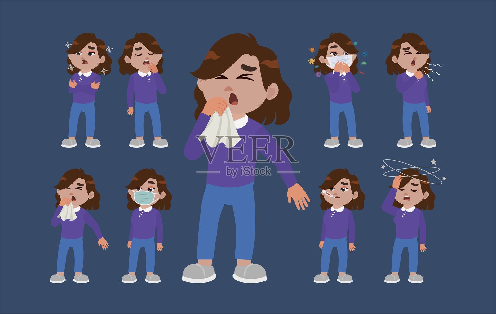 有不同症状的病人插画图片素材