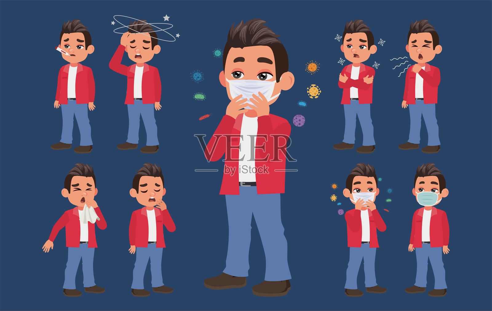 有不同症状的病人插画图片素材