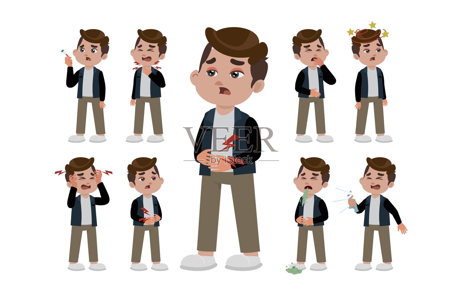 有不同症状的病人插画图片素材