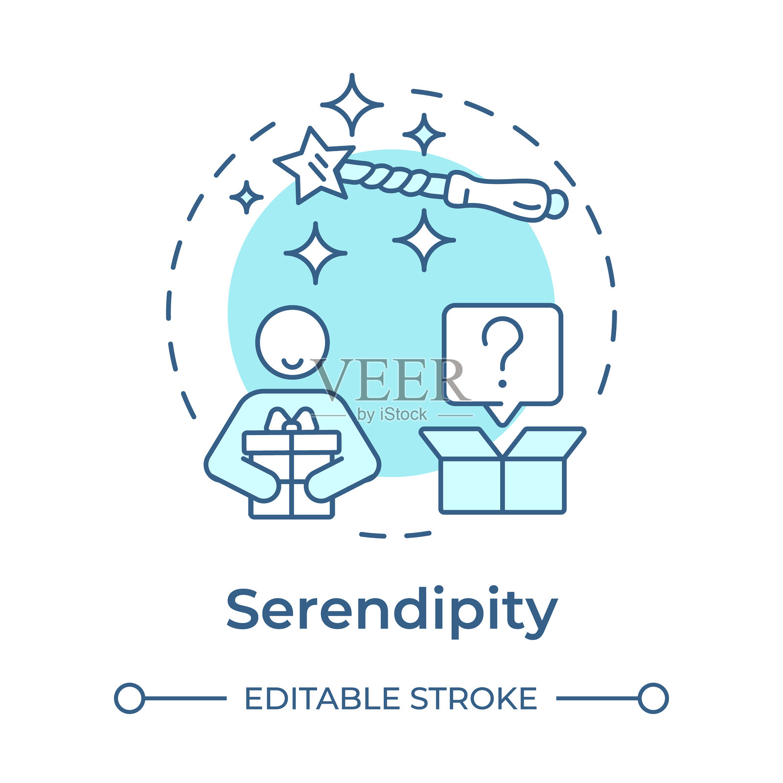 意外惊喜柔和蓝色概念图标插画图片素材