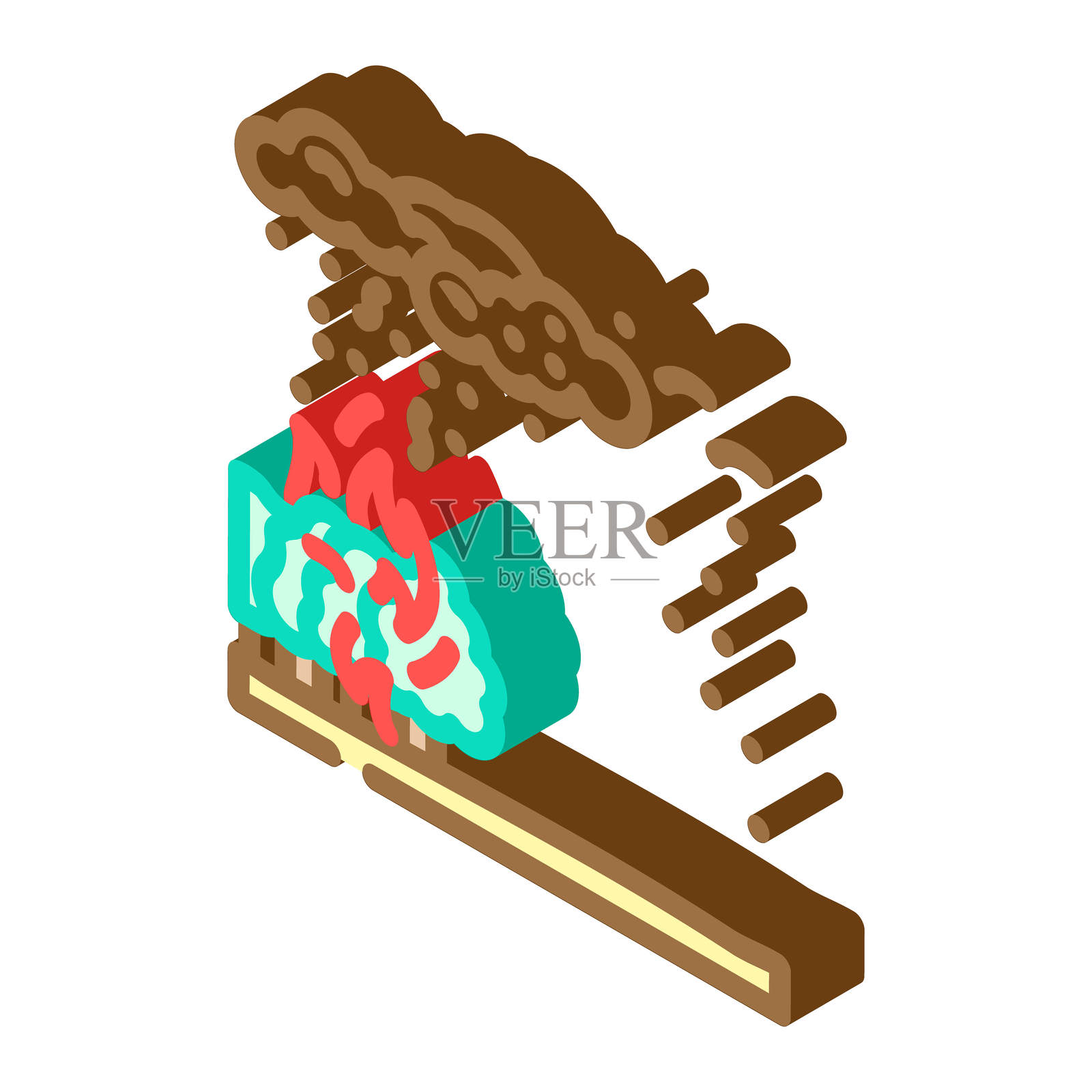 火山灰云野火灾害2.5D图标矢量图插画图片素材