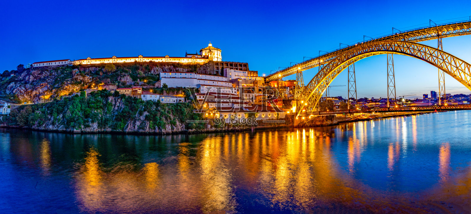 葡萄牙波尔图，杜罗河与路易一世大桥风光照片摄影图片