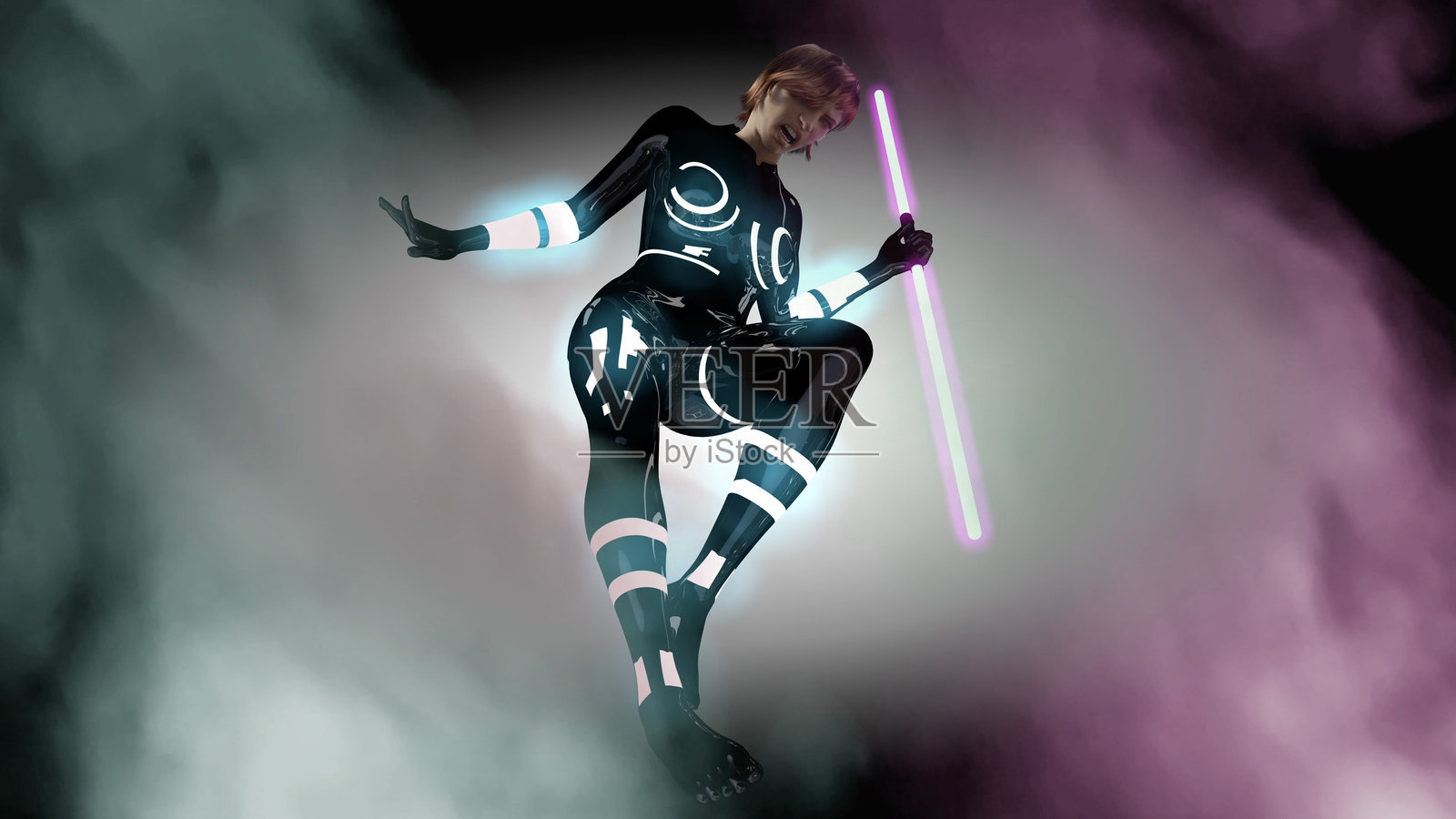 飞翔的战士女孩照片摄影图片