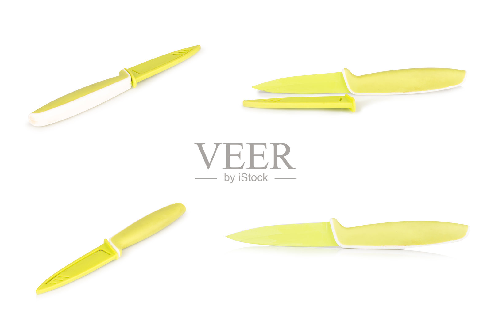 白色背景上隔离的黄色刀具照片摄影图片