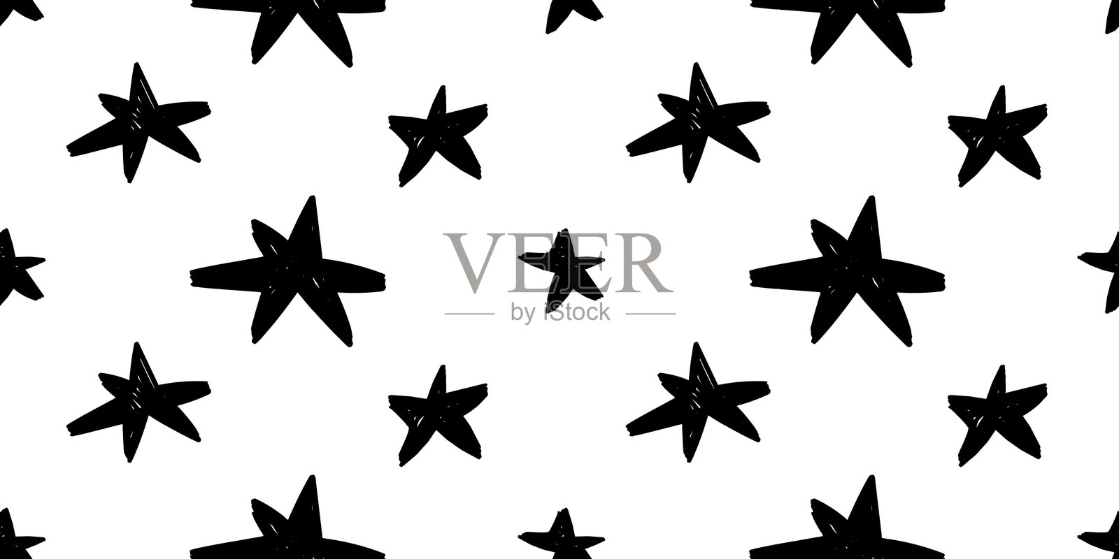 无缝图案的墨水涂鸦星星。插画图片素材