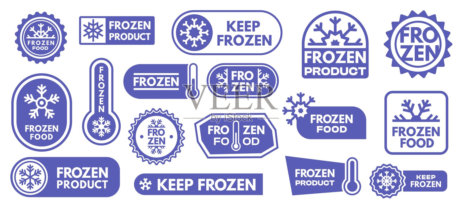 保持冷冻标签：冷藏食品包装用温度计贴纸插画图片素材