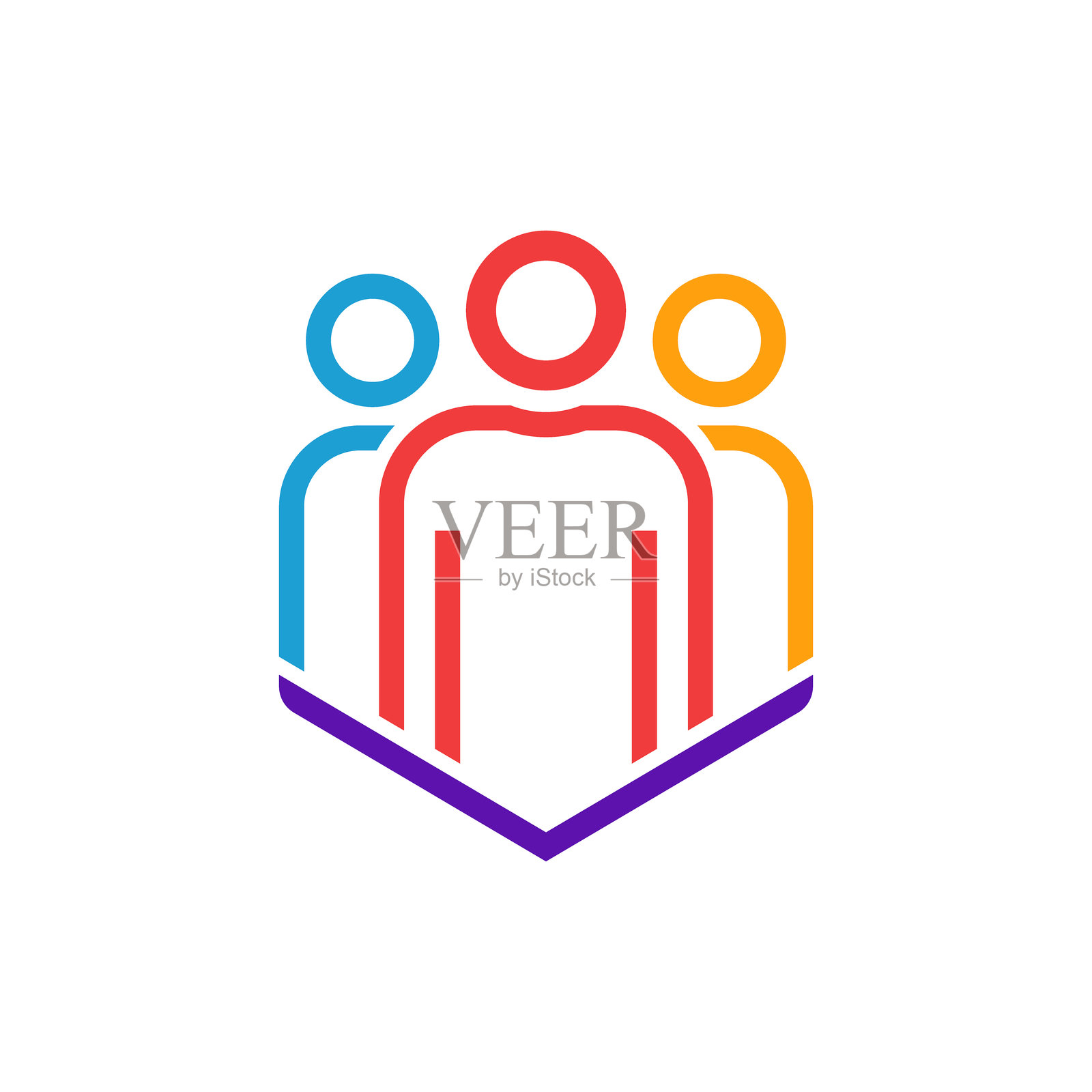 团队合作：彩色人物组成盾牌，象征团结插画图片素材