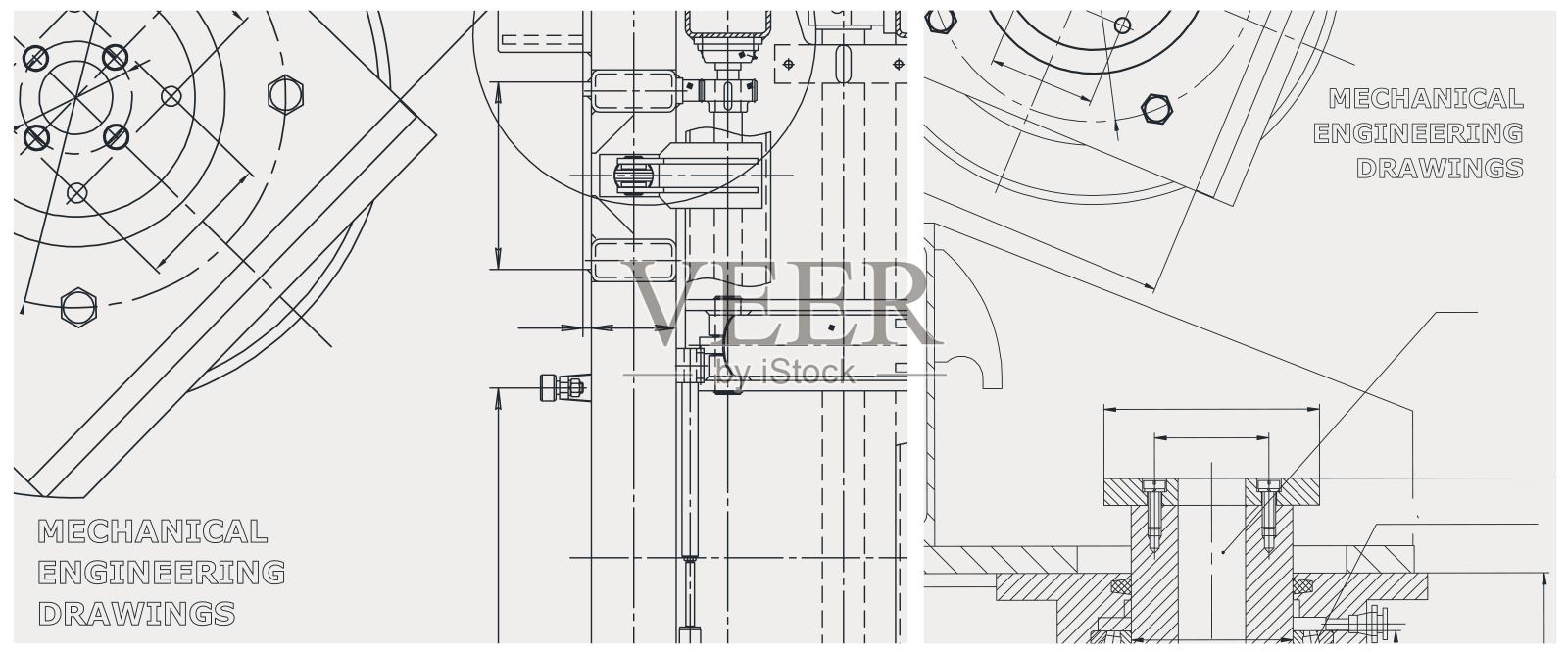 发动机管线图蓝图插画图片素材