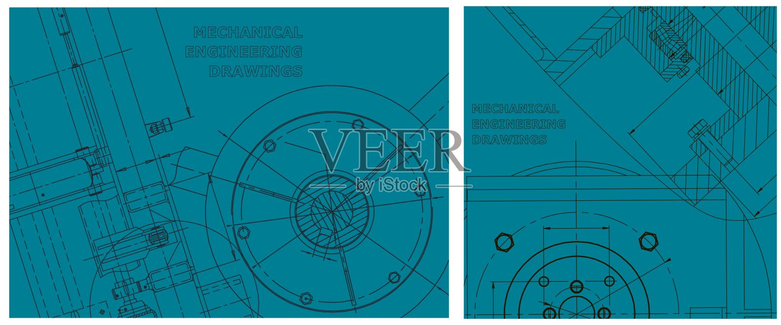 发动机管线图蓝图插画图片素材
