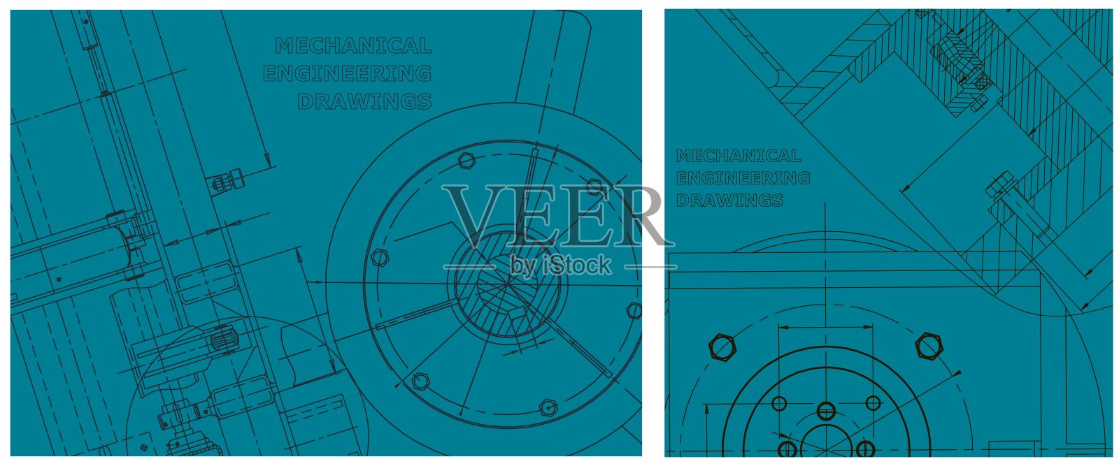 发动机管线图蓝图插画图片素材