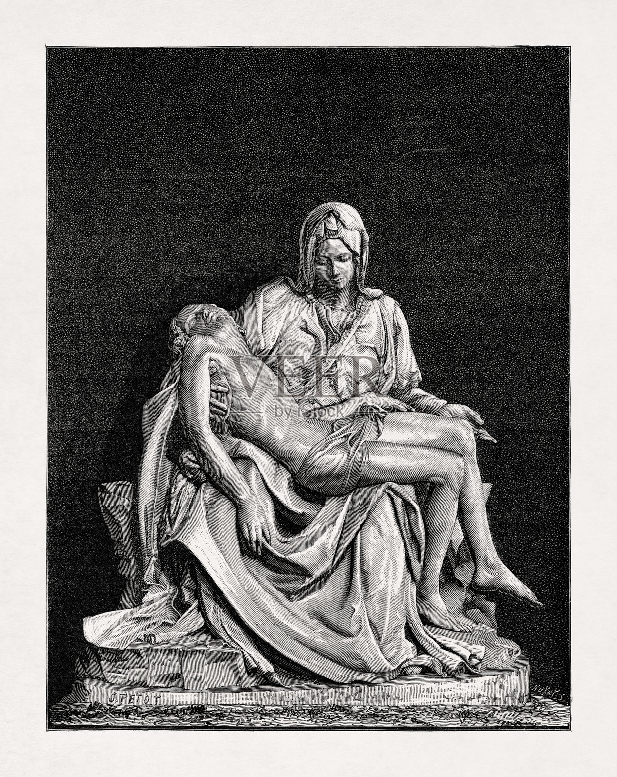 圣母怀抱亡子插画图片素材