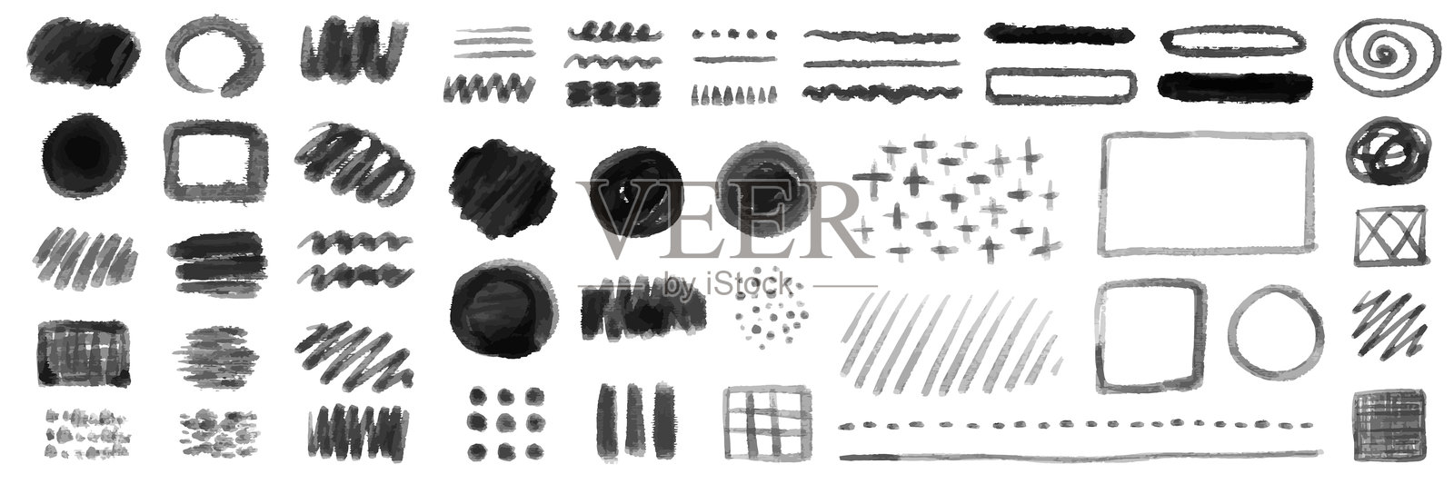 用刷子手绘的图案，类似水彩的笔触。插画图片素材