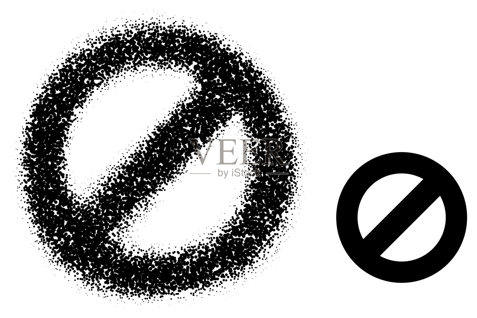 点画纹理效果的禁止符号插画图片素材