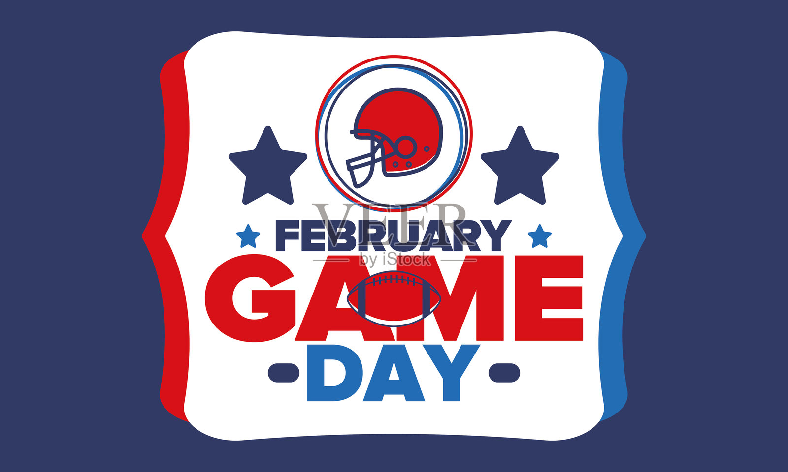 比赛日。美国橄榄球季后赛。美国超级派对。常规赛最后一场比赛。职业球队冠军。美式橄榄球。体育海报。矢量插图。插画图片素材