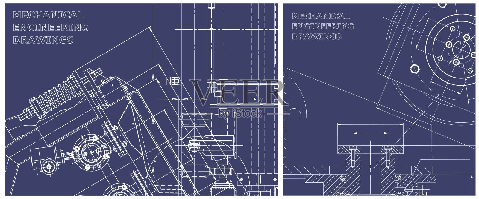 发动机管线图蓝图插画图片素材