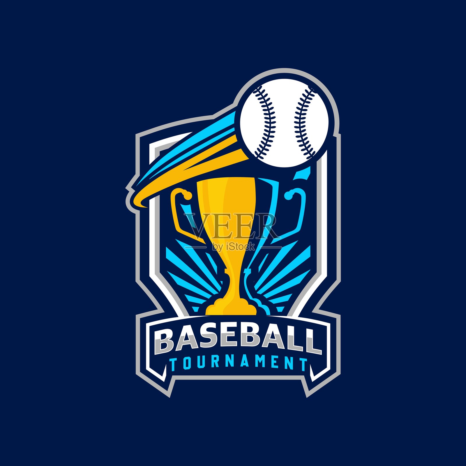 现代专业棒球俱乐部标志设计模板插画图片素材