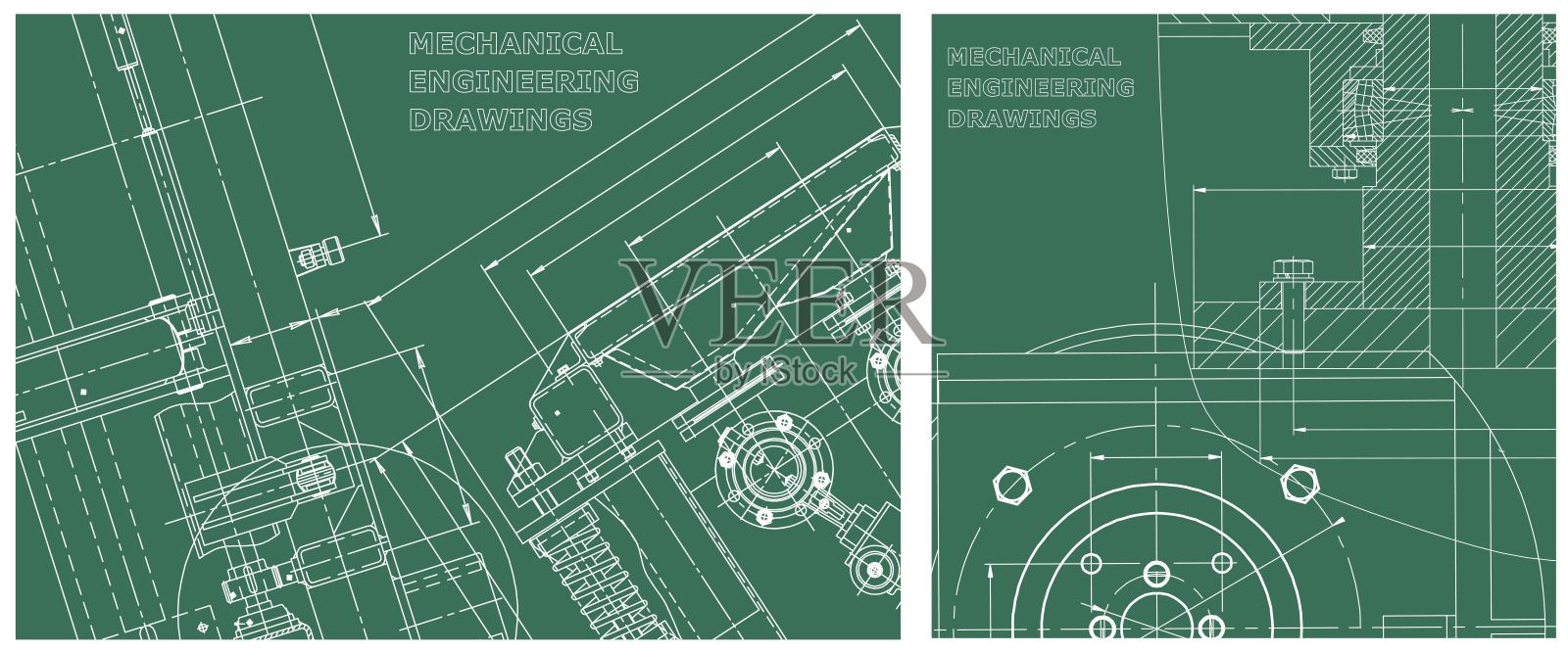 发动机管线图蓝图插画图片素材