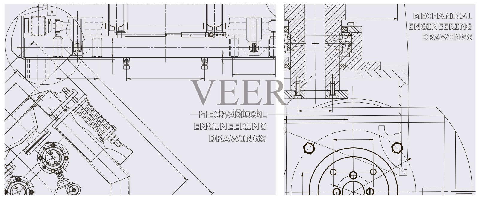 发动机管线图蓝图插画图片素材