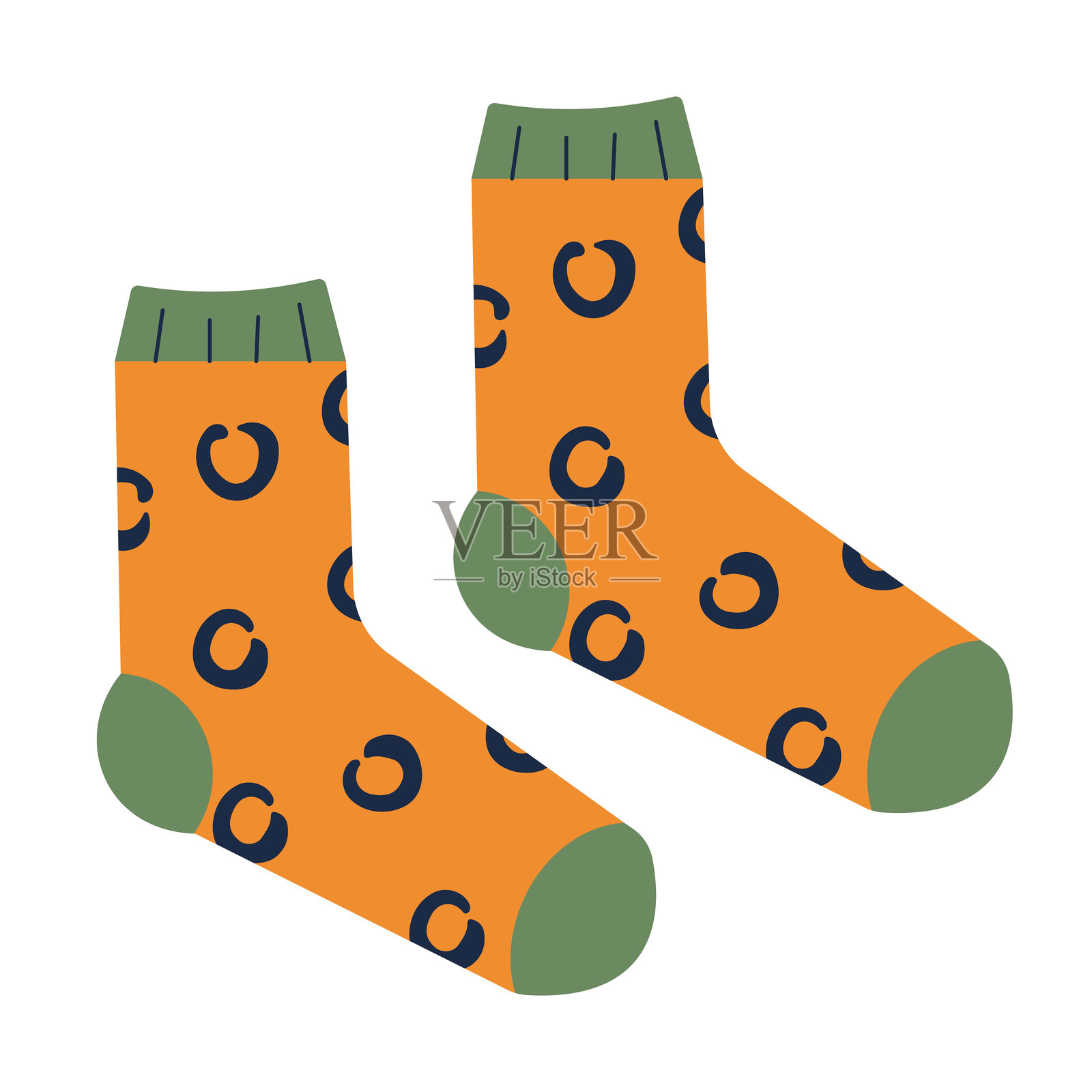 一双带有极简抽象图案的袜子。矢量插图插画图片素材