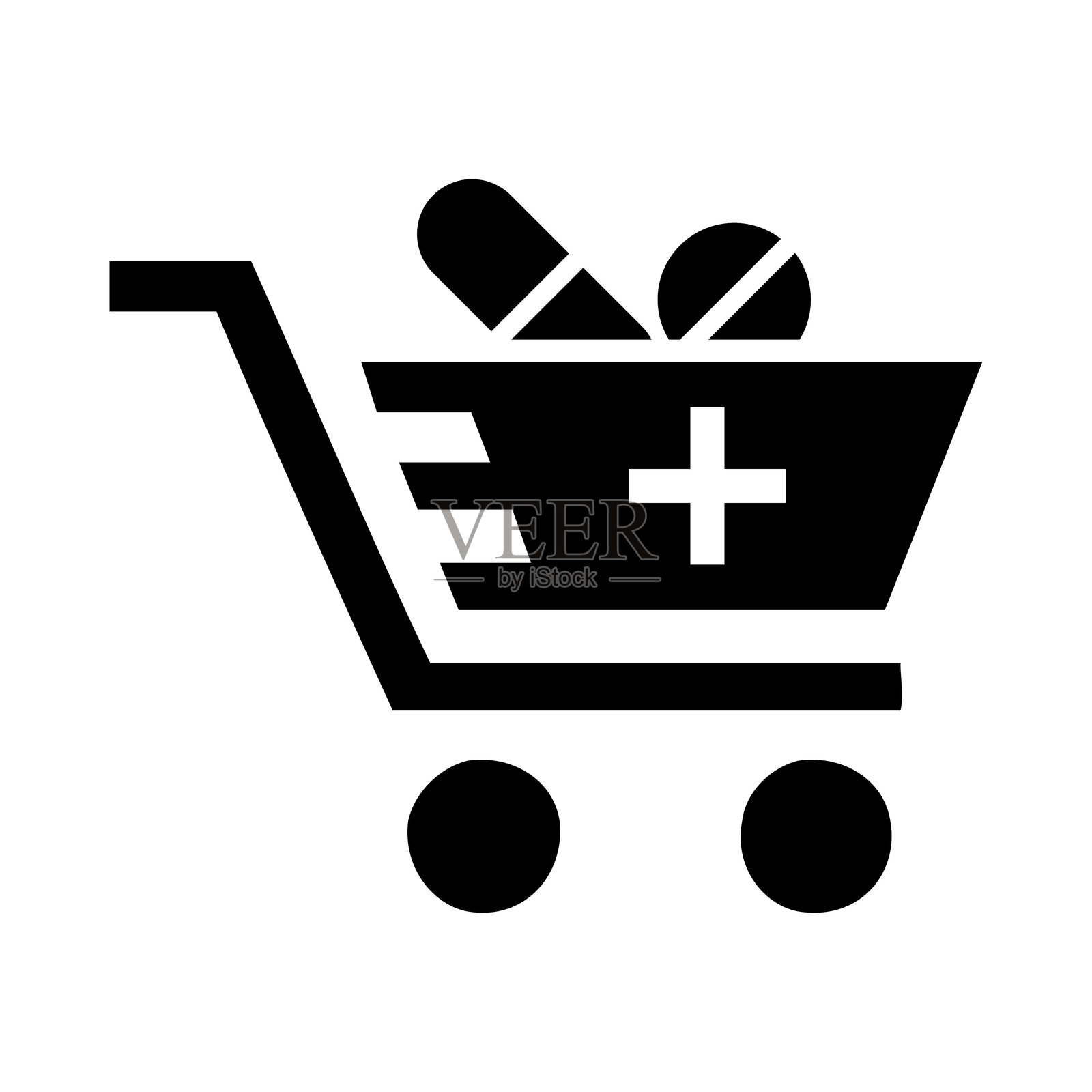 药店购物车图标插画图片素材