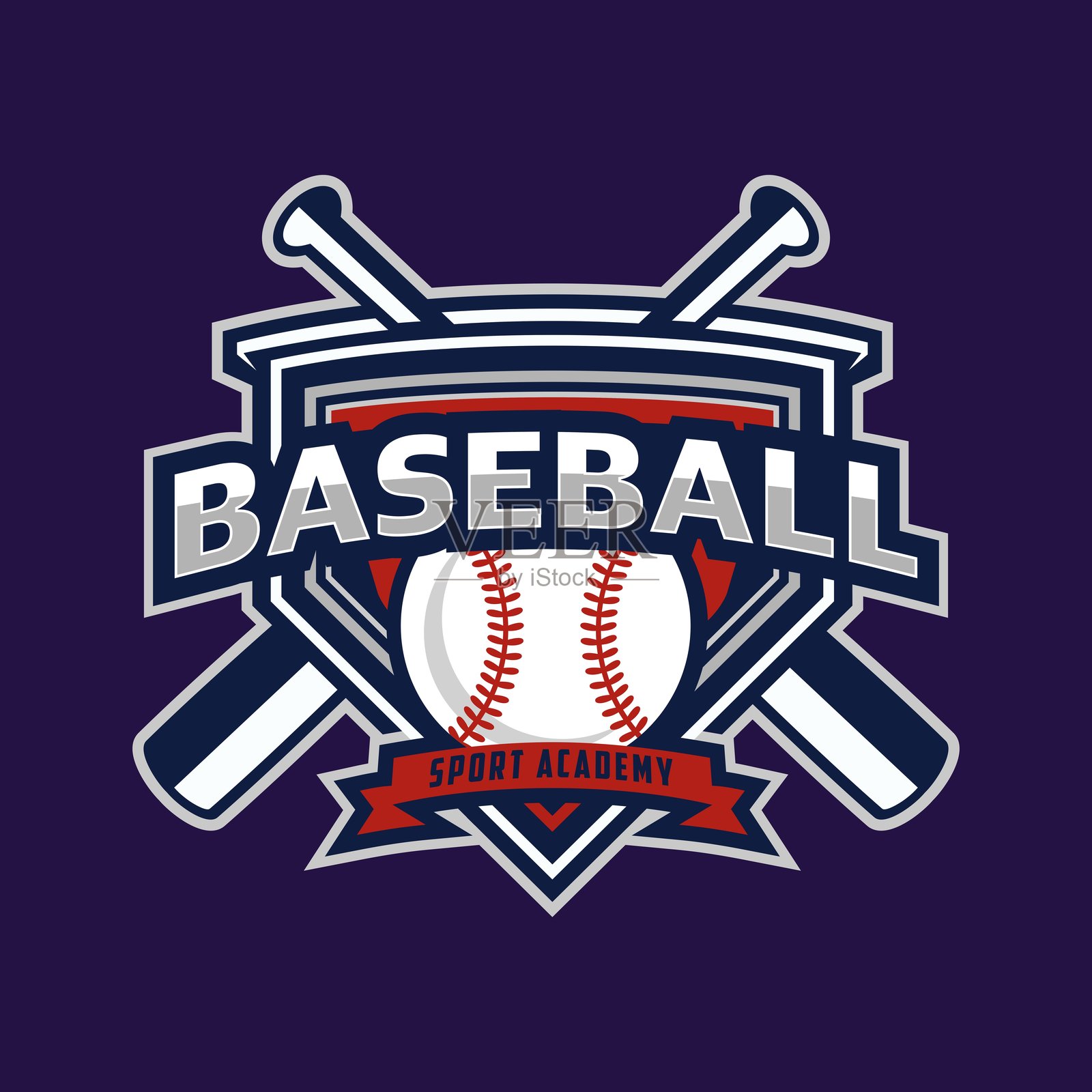 现代专业棒球俱乐部标志设计模板插画图片素材
