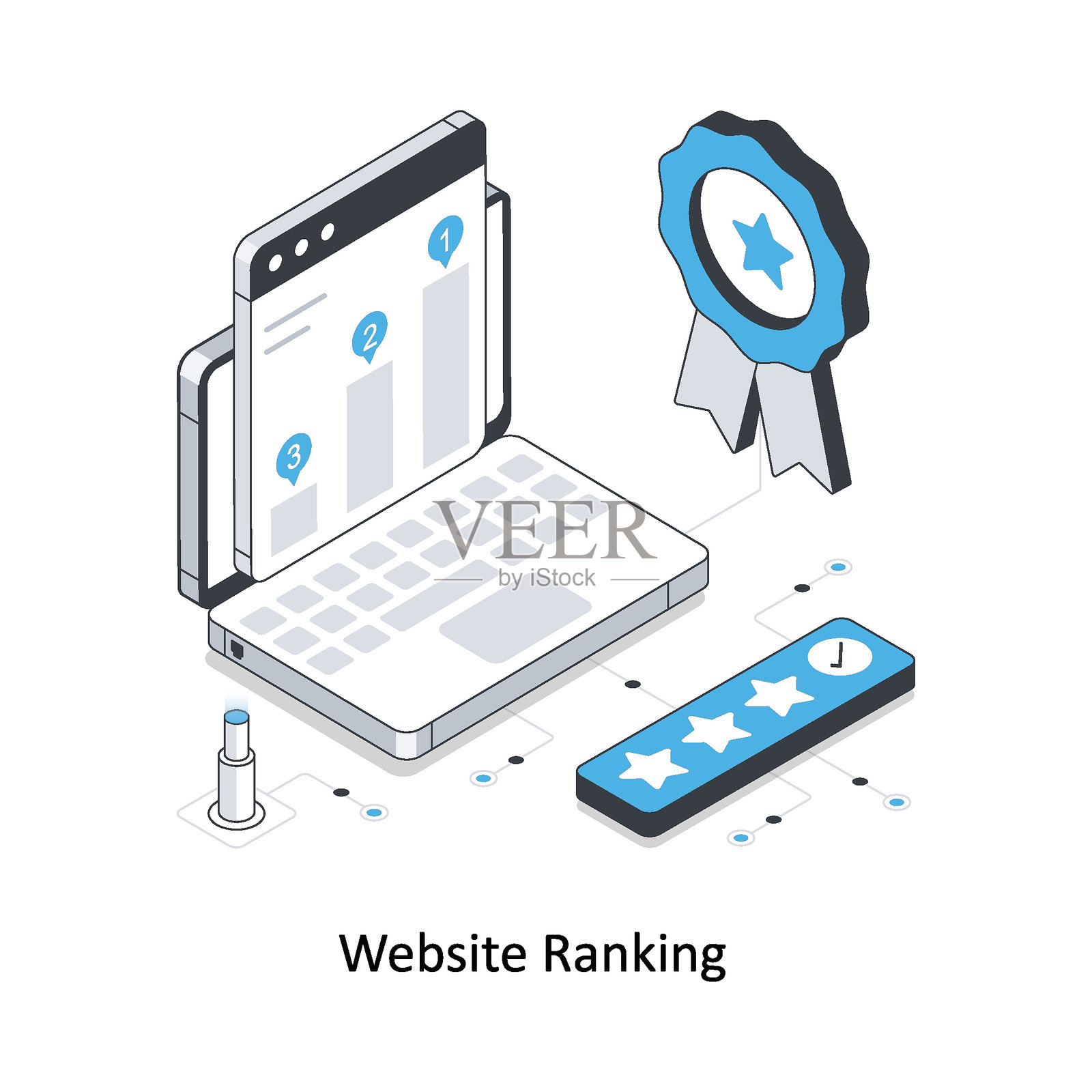 网站排名2.5D库存插图。EPS文件库存插图插画图片素材