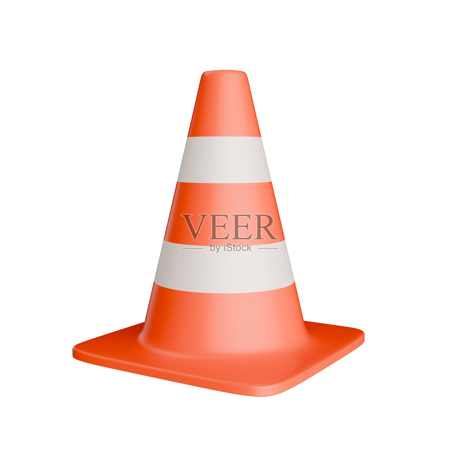 孤立在白色背景上的施工交通锥 3D 元素图标照片摄影图片