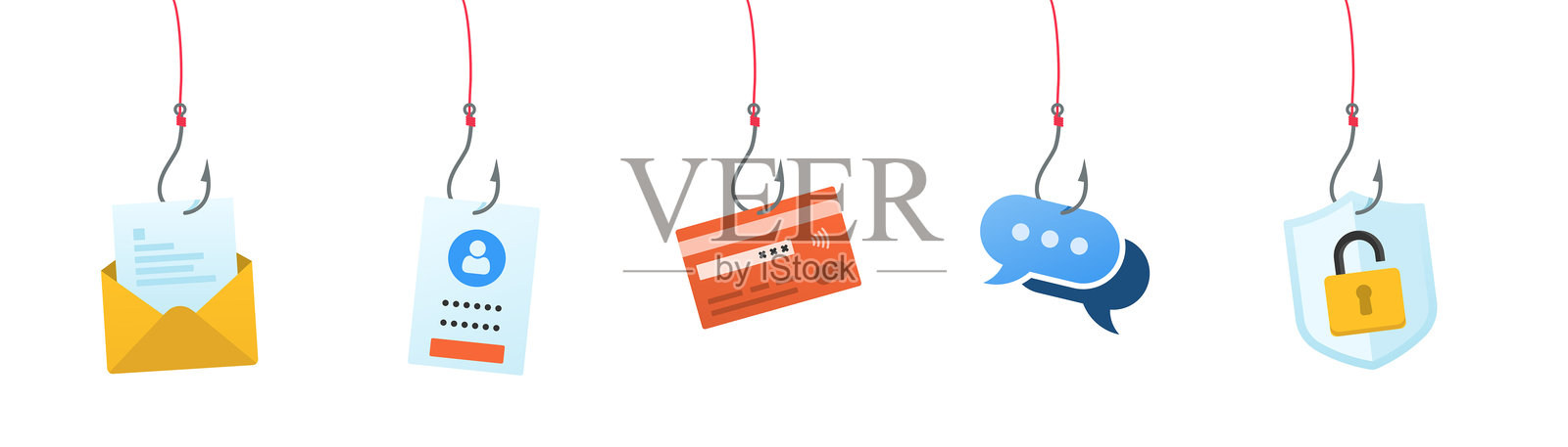 网络犯罪，网络钓鱼和数据窃取插画图片素材