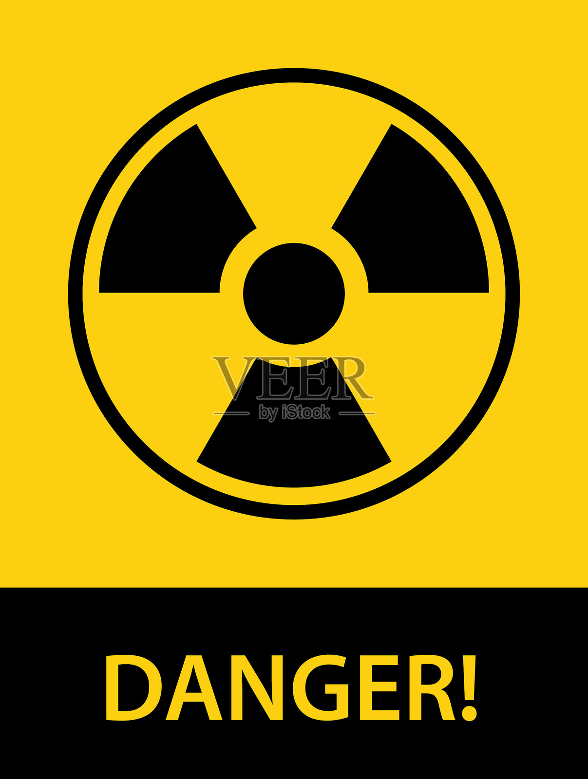 放射性污染标志，辐射危险黄色警告标志，核标志矢量图插画图片素材