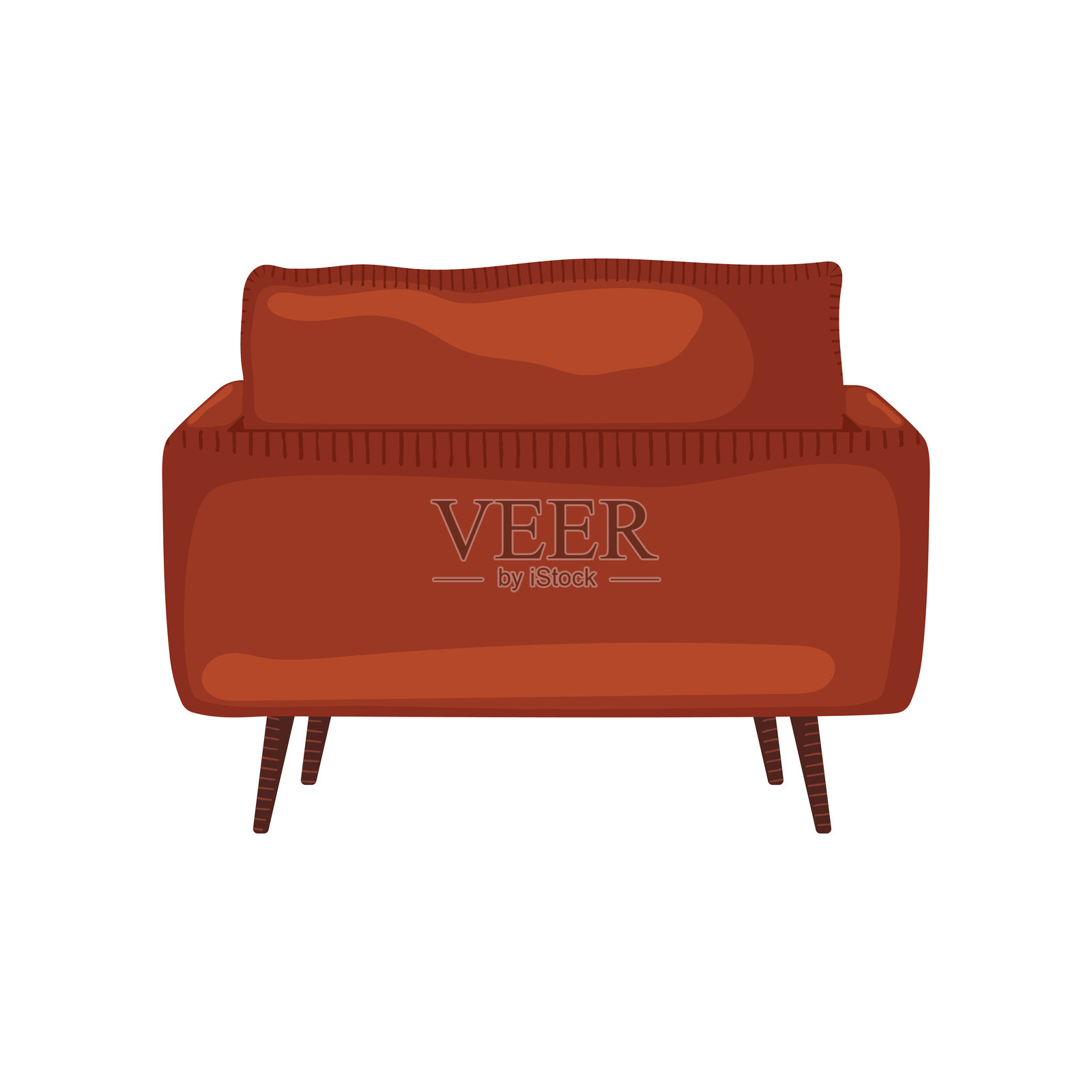 带木质桌腿的现代奥斯曼椅矢量图插画图片素材