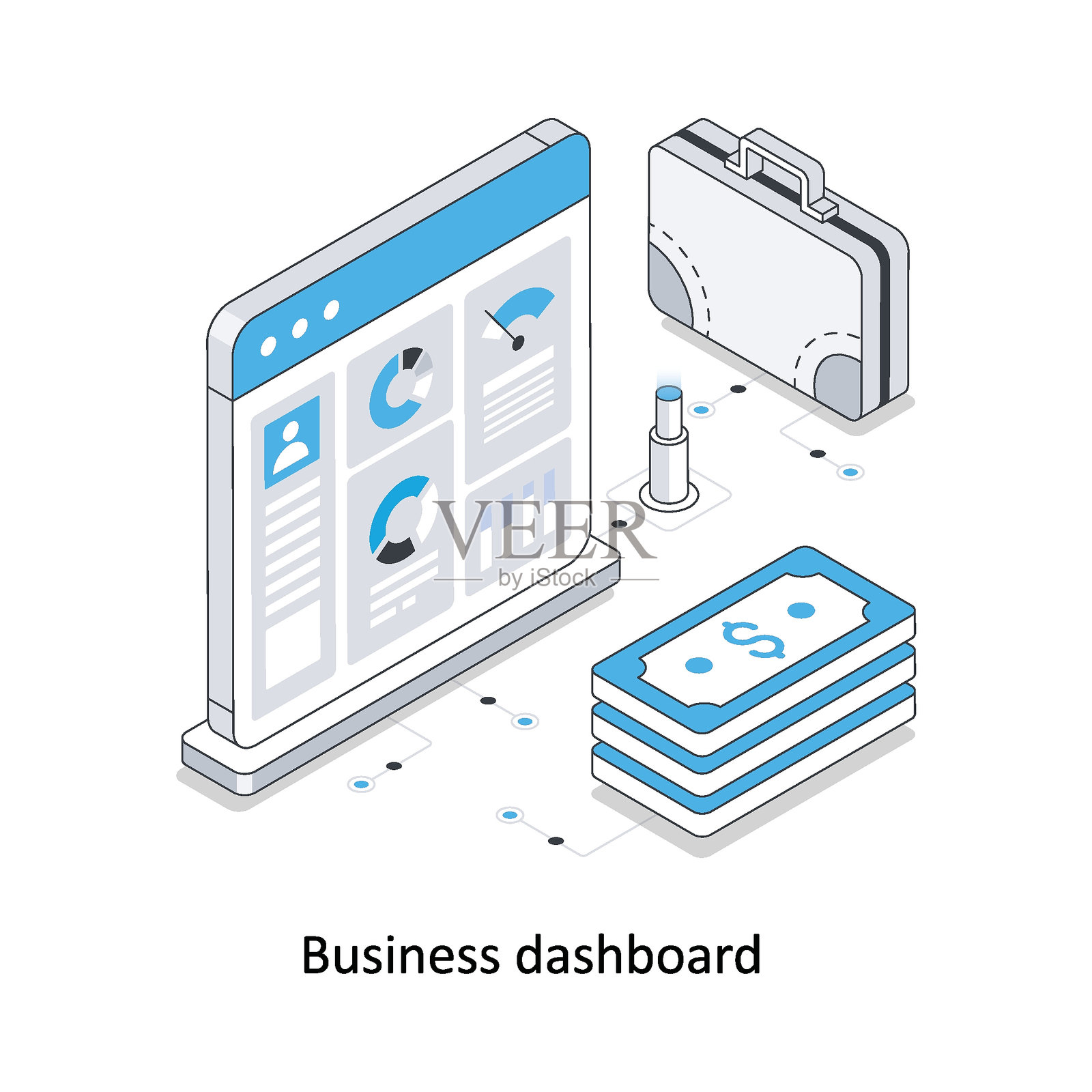 商业仪表板等距插图。EPS文件插图插画图片素材