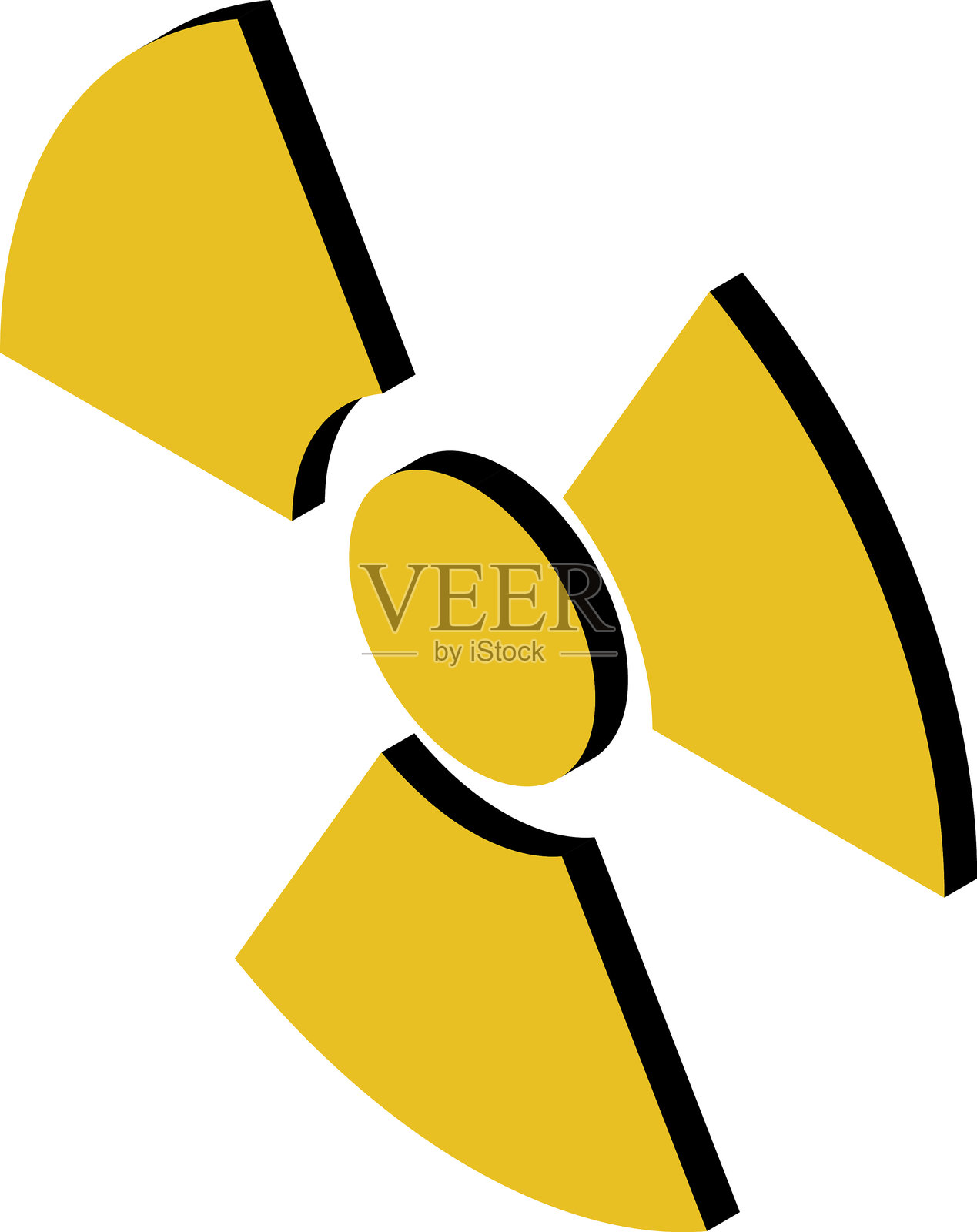 放射性污染标志，辐射危险黄色警告标志，核标志矢量图插画图片素材