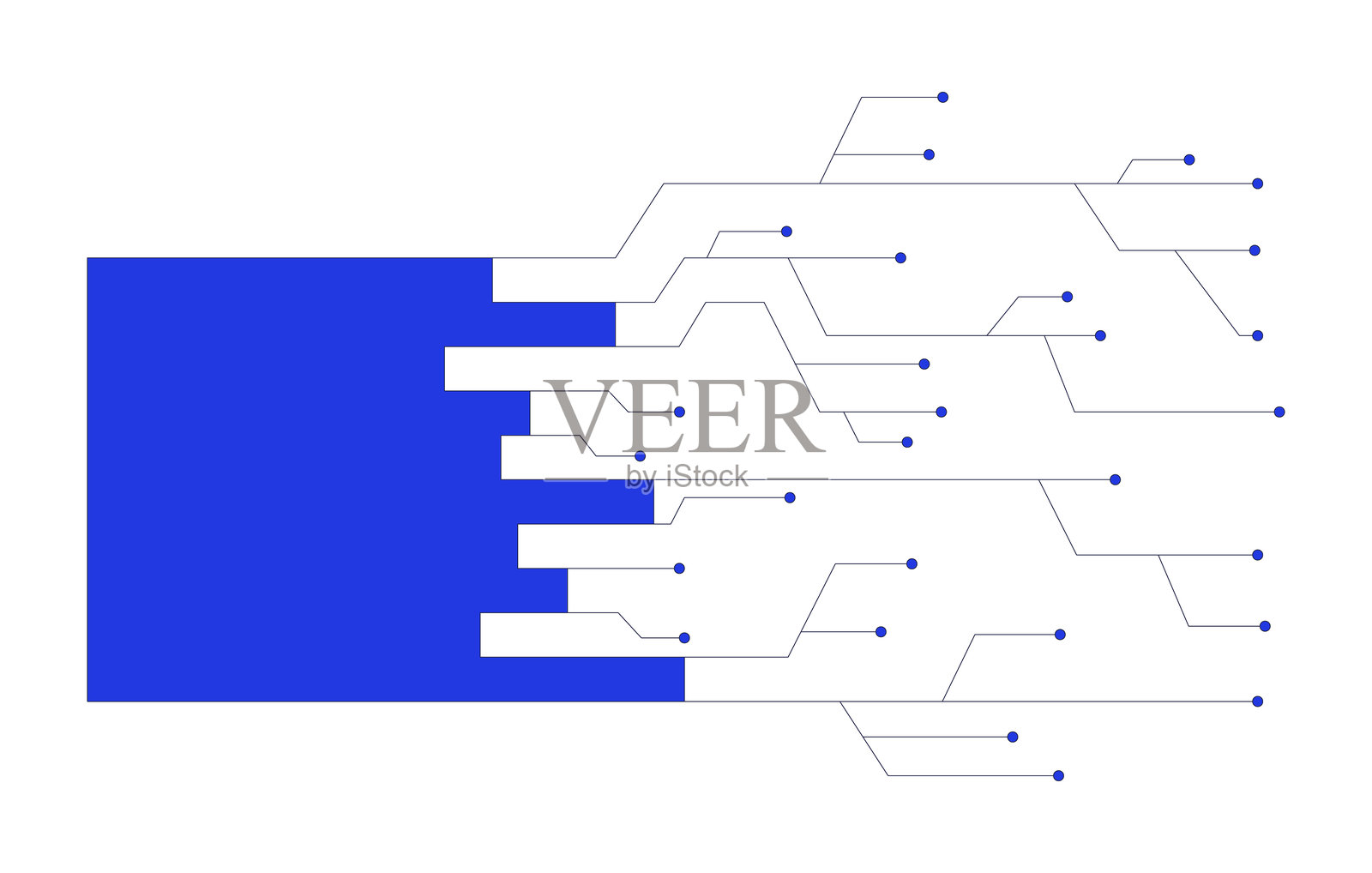 水平条形图数字数据电路线条2D卡通对象插画图片素材