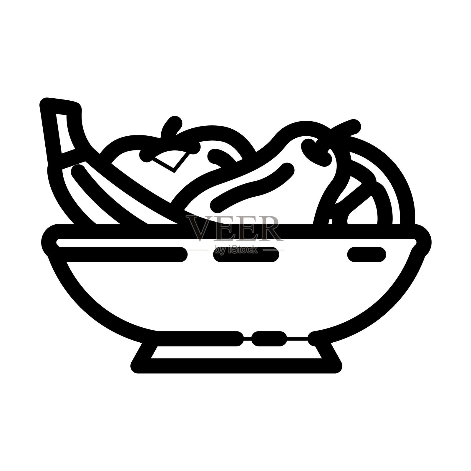水果碗素食食品线条图标插图插画图片素材