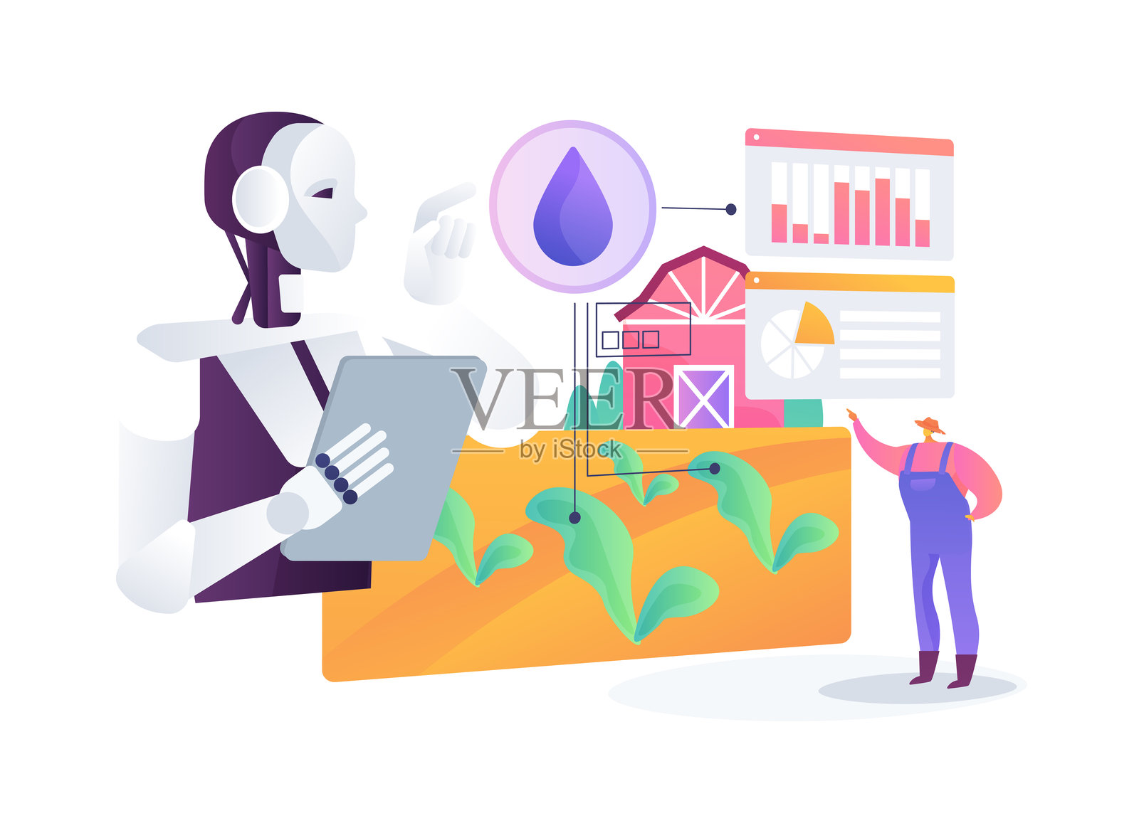 AI支持的水质控制抽象概念矢量图插画图片素材