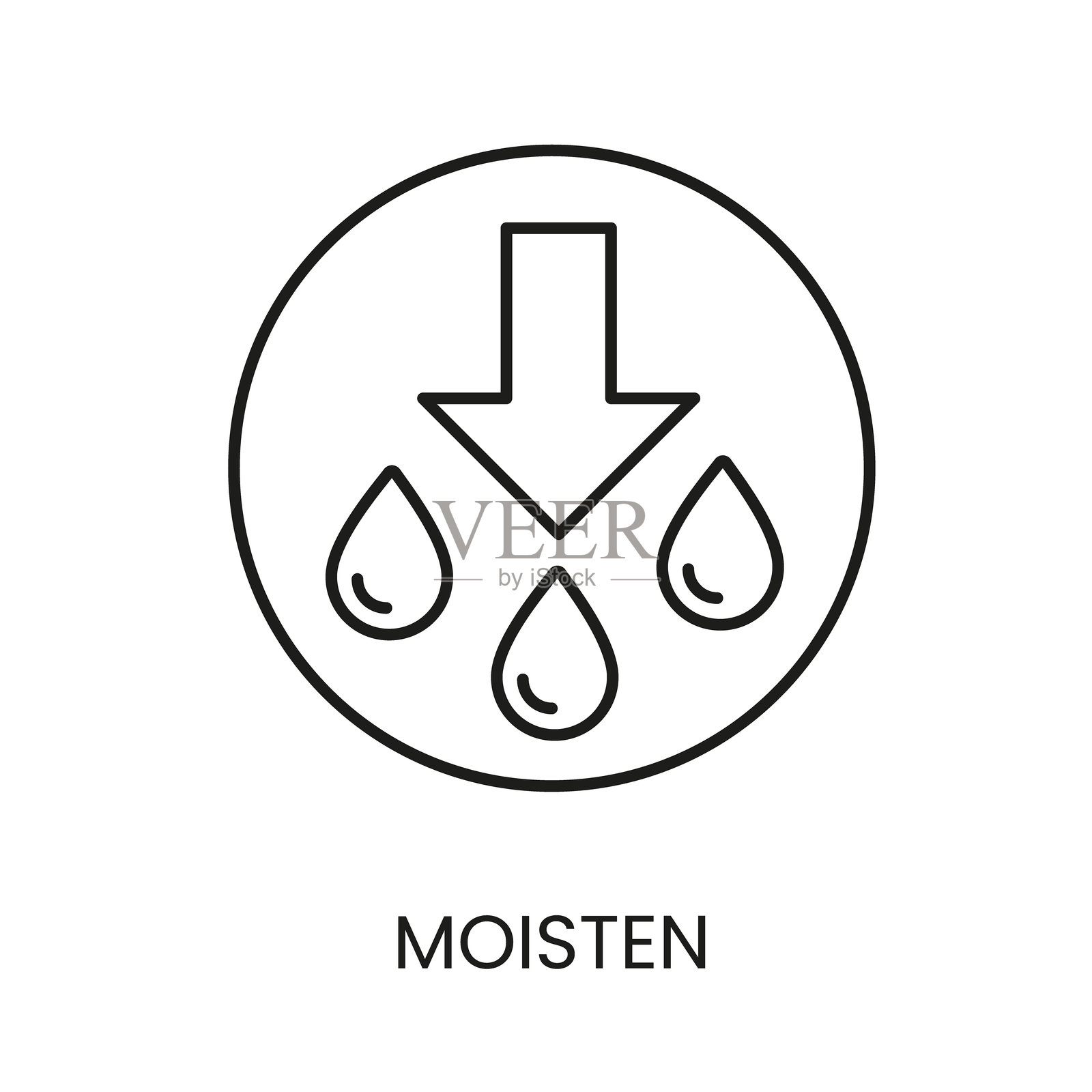 湿润和潮湿，带可编辑线条的矢量图标插画图片素材