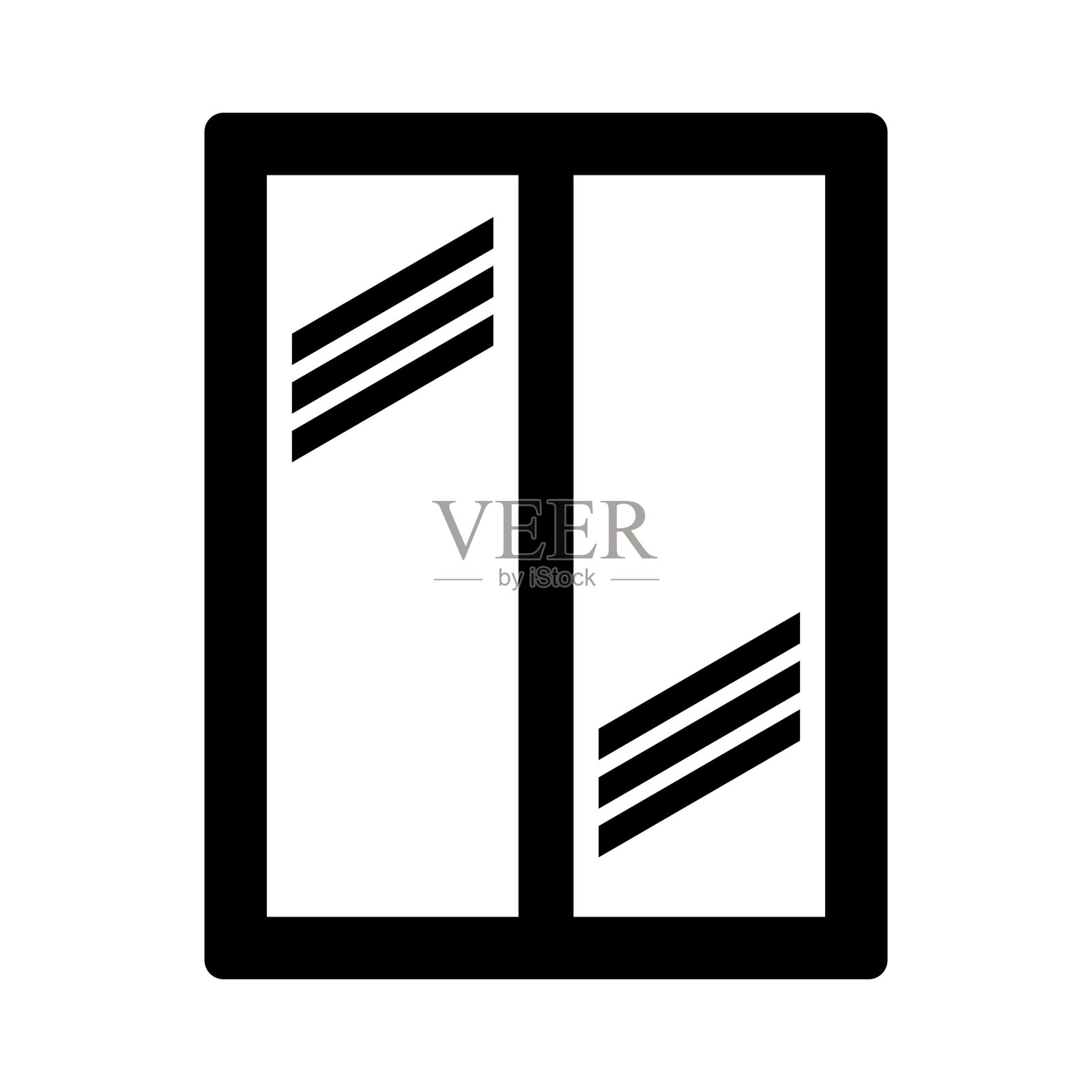 反射窗玻璃剪影图标。矢量。插画图片素材