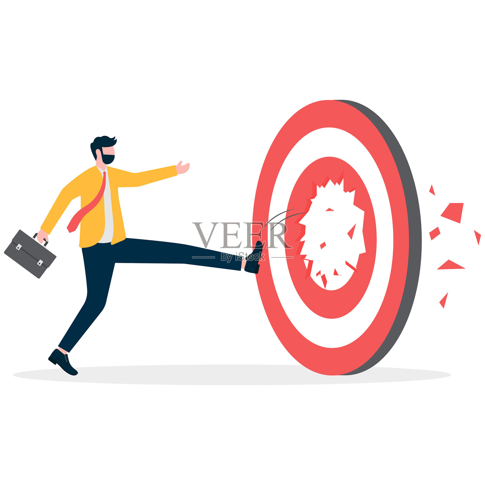 完美的表演与成就，一击即中，优势，达成目标，成功完成挑战插画图片素材