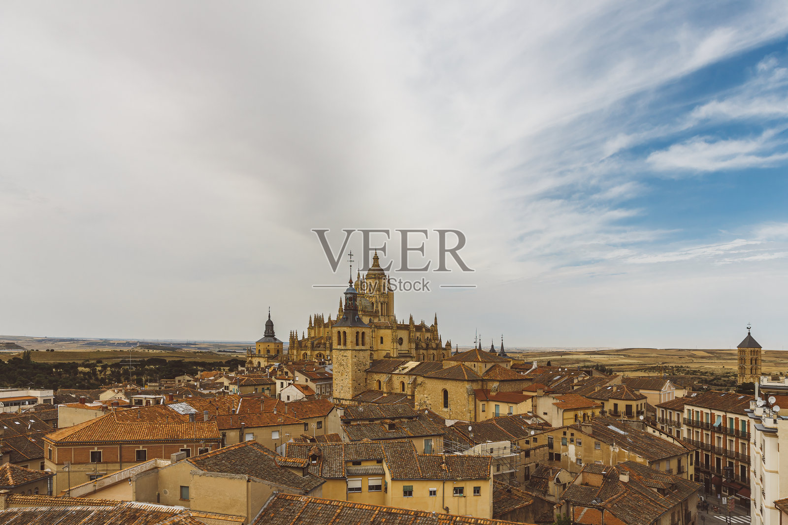 西班牙塞戈维亚大教堂鸟瞰图照片摄影图片