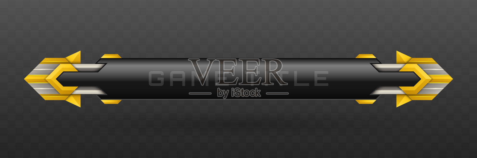 金属黑、银色和芥末黄色主题的游戏UI设计游戏标题下方横幅插画图片素材