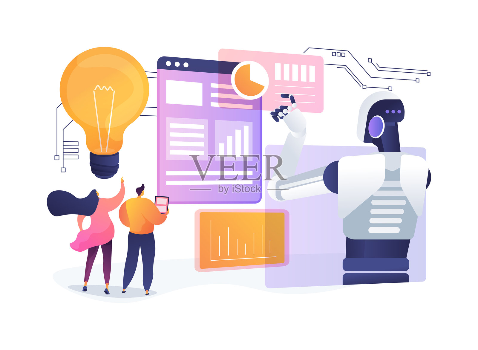 AI驱动的能源消耗分析抽象概念矢量图插画图片素材